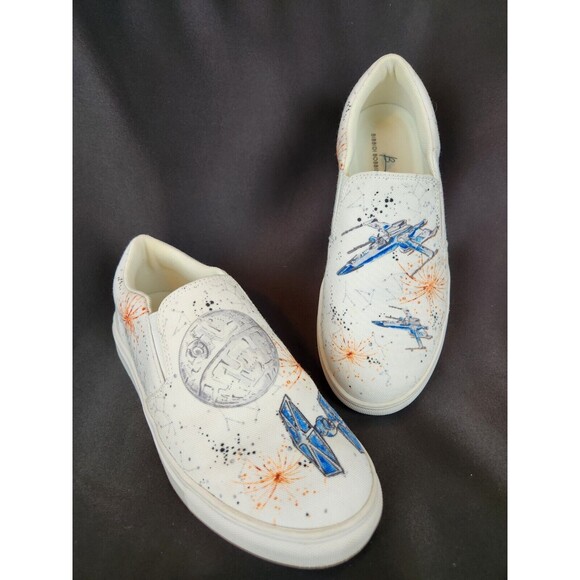 Star Wars Bibbidi Bling Canvas Sneakers Loafers Shoes Disney Jedi Art Womens 7 - Picture 1 of 14